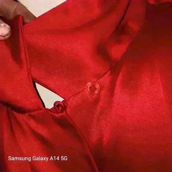 Anna and Frank 100 % Silk Red Button Down Dressy Shirt Size XL Holiday Party - Picture 2 of 13